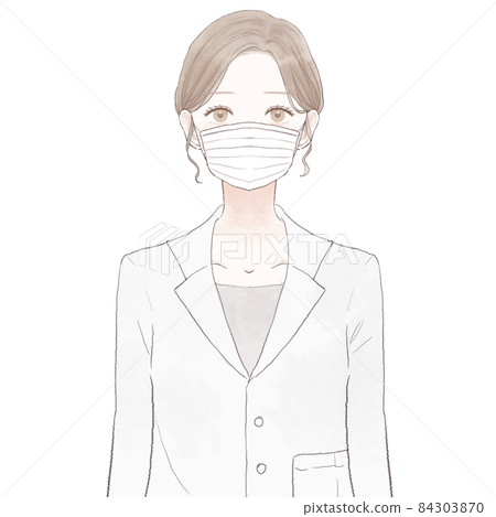 Female doctor wearing a non-woven mask 84303870