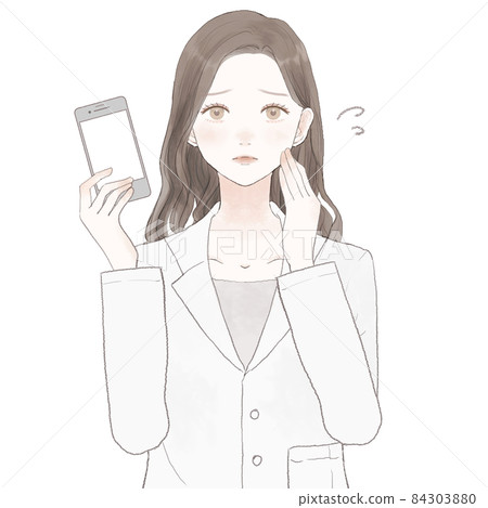 A female doctor in need with a smartphone A female doctor in need with a smartphone 84303880