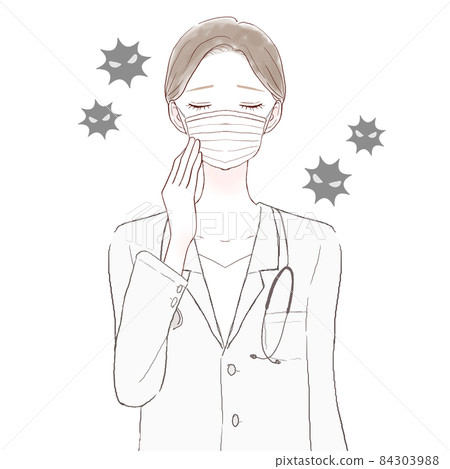 Female doctor wearing a non-woven mask Female doctor wearing a non-woven mask 84303988