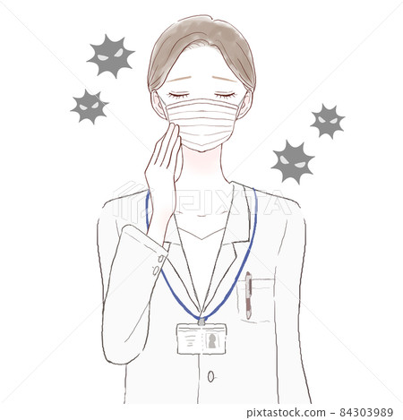Female doctor wearing a non-woven mask Female doctor wearing a non-woven mask 84303989