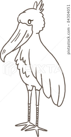 Line drawing_Cute animal illustration / Shoebill_Standing Shoebill 84304051