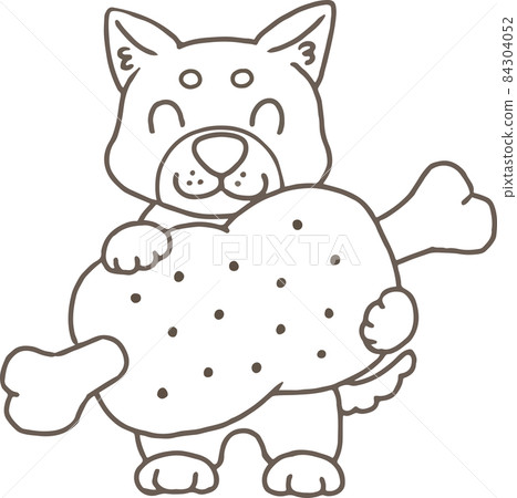Line drawing_Cute animal illustration / Dog_I love meat! 84304052