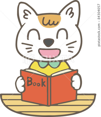 可愛的動物插圖 / 貓在看書 84304057