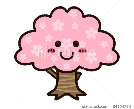 可愛的櫻花樹角色 84304720