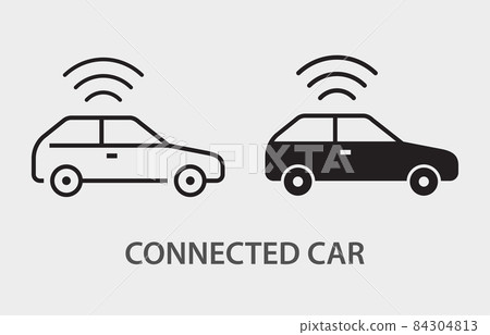 Connected car icon on white background. Vector... - Stock Illustration ...