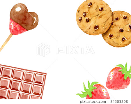 情人節巧克力糖背景框【手繪水彩】 84305208