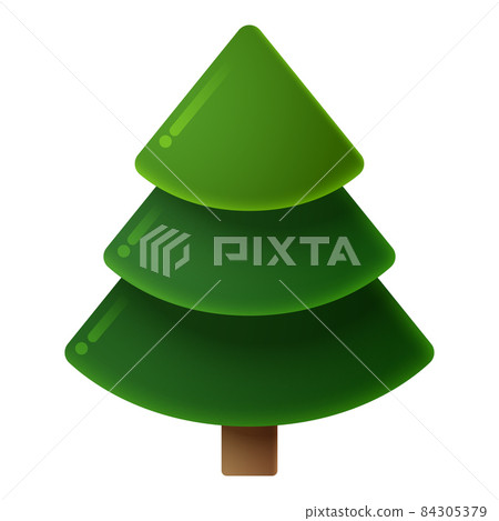 Illustration of cartoon pine tree, isolated on white background 84305379