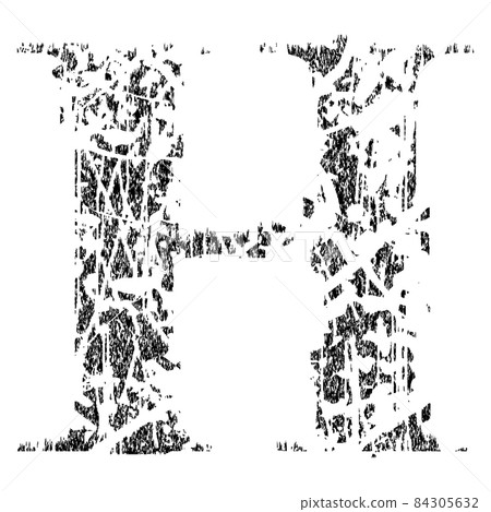 Broken grunge pixelated uppercase letter.Art font. 84305632