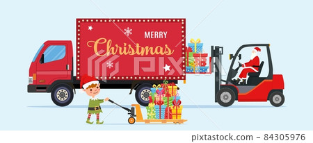 Santa Claus in Red Forklift Loaded Santa Claus in Red Forklift Loaded 84305976