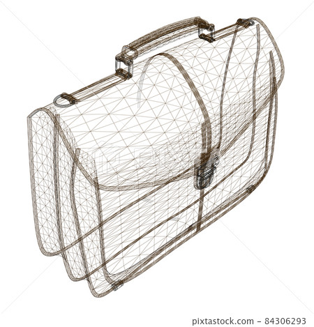 Wireframe of a business suitcase from brown lines isolated on white background. Isometric view. 3D. Vector illustration 84306293