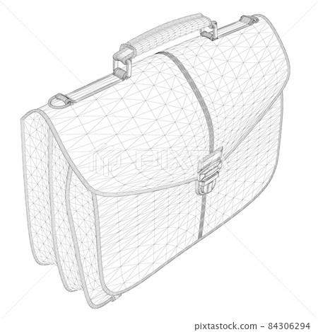 Business suitcase wireframe from black lines isolated on white background. Isometric view. 3D. Vector illustration 84306294