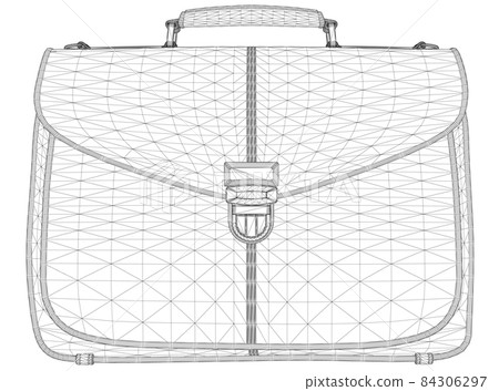 Business suitcase wireframe from black lines isolated on white background. Front view. 3D. Vector illustration Business suitcase wireframe from black lines isolated on white background. Front view. 3D. Vector illustration 84306297