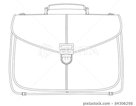Contour of a business suitcase from black lines isolated on a white background. Front view. Vector illustration Contour of a business suitcase from black lines isolated on a white background. Front view. Vector illustration 84306298