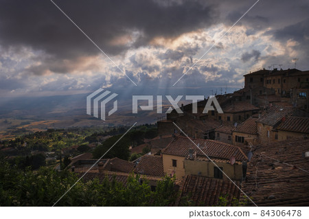 Tuscan Hill Town of Volterra, evening landscape before the storm Tuscan Hill Town of Volterra, evening landscape before the storm 84306478