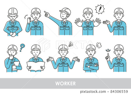 Illustration set of young men in work clothes Illustration set of young men in work clothes 84306559