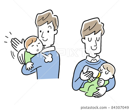 Parenting, parenting: A father who burps after feeding a baby milk Parenting, parenting: A father who burps after feeding a baby milk 84307049