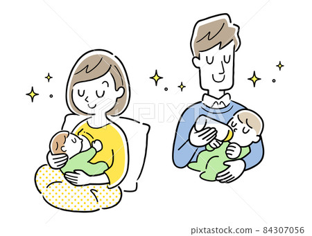 Parenting, parenting: mothers breastfeeding babies and fathers breastfeeding Parenting, parenting: mothers breastfeeding babies and fathers breastfeeding 84307056