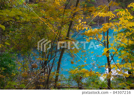 A spectacular view of Fukushima and Urabandai colored with autumn leaves, Goshikinuma with a beautiful blue water surface A spectacular view of Fukushima and Urabandai colored with autumn leaves, Goshikinuma with a beautiful blue water surface 84307216