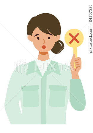 禁止穿工作服的女性插圖,錯誤 禁止穿工作服的女性插圖,錯誤 84307583