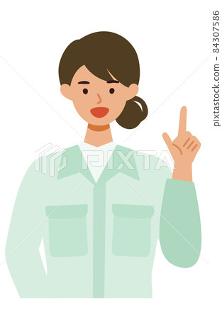 一個穿著工作服的女人的上半身的插圖 84307586