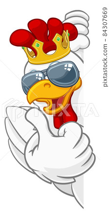 Cool King Chicken Rooster Cockerel Bird Cartoon 84307669