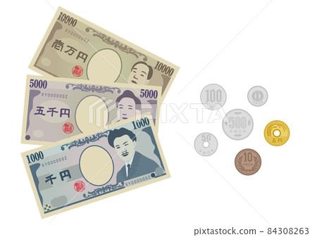 日本貨幣（紙幣和硬幣） 84308263
