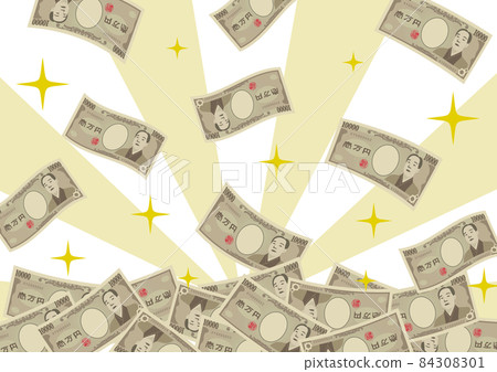 散落一萬日元鈔票（有背景） 84308301