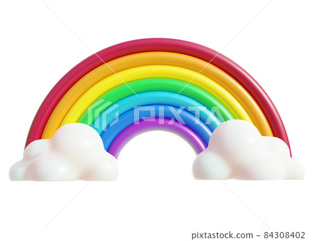 3d Vibrant Rainbow with Clouds Cartoon Style Isolated on a White Background. Vector illustration of Colorful Arc with Cloud 3d Vibrant Rainbow with Clouds Cartoon Style Isolated on a White Background. Vector illustration of Colorful Arc with Cloud 84308402