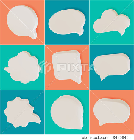 3d Empty Template Speech Bubble Set Cartoon Style Include of Different Types Shapes. Vector illustration 3d Empty Template Speech Bubble Set Cartoon Style Include of Different Types Shapes. Vector illustration 84308403
