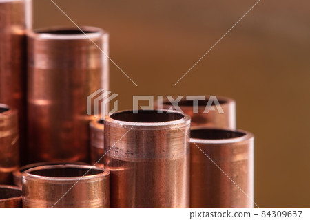 Set of copper tube close-up Set of copper tube close-up 84309637