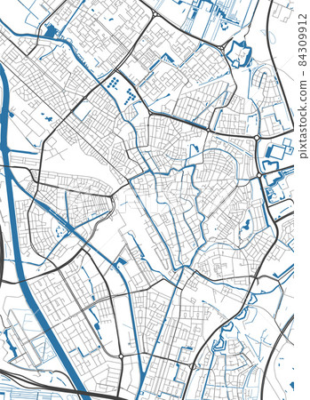 Vector map of Utrecht, Netherlands, State of Netherlands. Street map art poster illustration. Vector map of Utrecht, Netherlands, State of Netherlands. Street map art poster illustration. 84309912