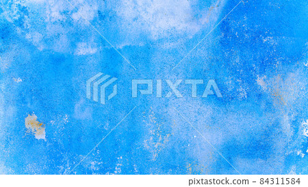 Wall background blue. Old rough stone on cement pattern wall background. Vintage grunge plaster or concrete stucco surface. Art rough stylized texture banner with space for text. 84311584