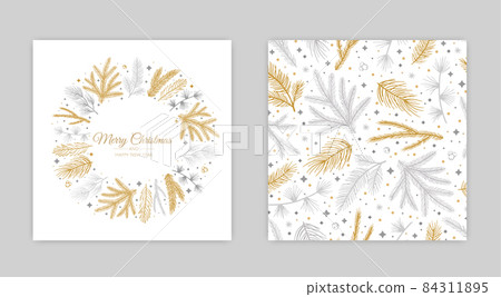 Vector Christmas Cards Set. Holiday Party Card Templates Design 84311895