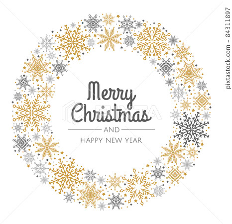 Festive wreath with snowflakes and stars. Can be used for Christmas design. Festive wreath with snowflakes and stars. Can be used for Christmas design. 84311897