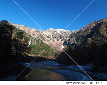 深秋的上高地，穗高山脈 84312140