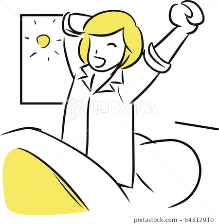 A woman who wakes up refreshingly in the morning 84312910