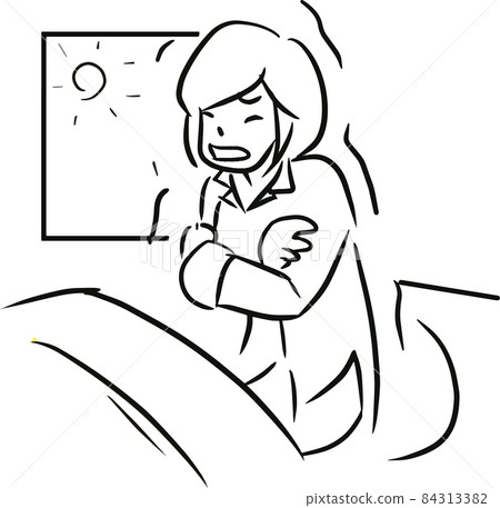 早上醒來，冷酷的女人黑白相間 84313382