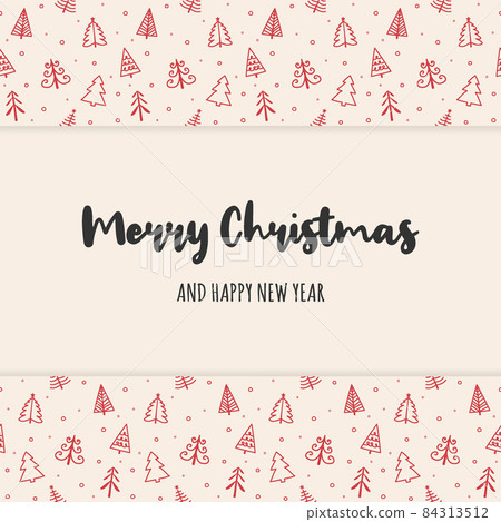 Christmas greeting card with hand drawn trees.... - Stock Illustration ...