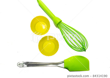 Set of silicone cooking utensils isolated on white background Set of silicone cooking utensils isolated on white background 84314190