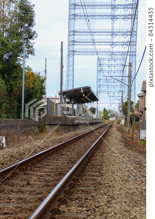 Single track and station scenery Single track and station scenery 84314435