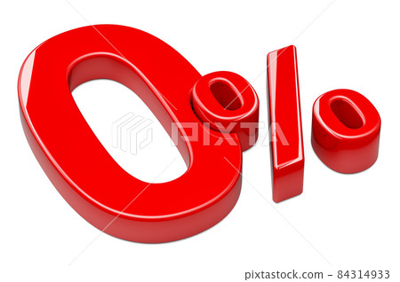Red 0 % percent, off. 3D rendering Red 0 % percent, off. 3D rendering 84314933