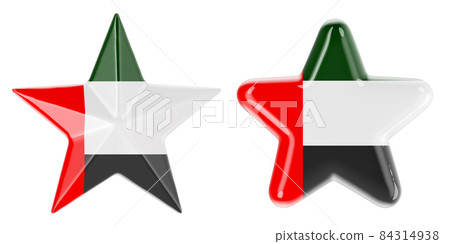 Stars with the United Arab Emirates flag, 3D rendering Stars with the United Arab Emirates flag, 3D rendering 84314938