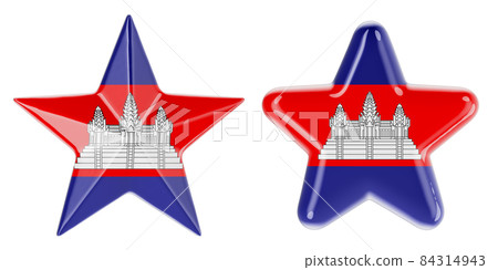 Stars with Cambodian flag, 3D rendering 84314943