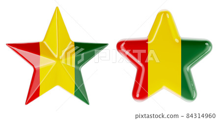 Stars with Guinean flag, 3D rendering 84314960
