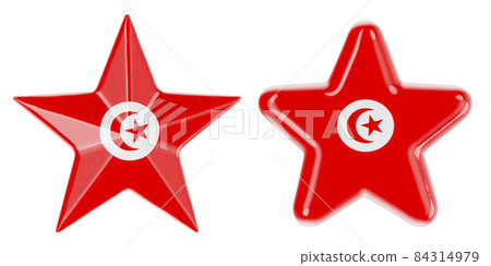 Stars with Tunisian flag, 3D rendering 84314979