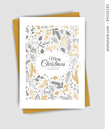 Merry Christmas template. Corporate Holiday cards and invitations. Floral frames and backgrounds design. 84316183