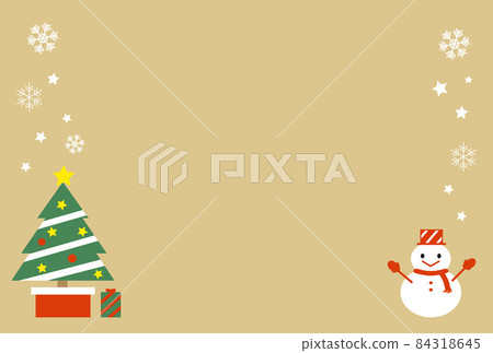 Christmas tree and snowman background illustration - Stock Illustration ...