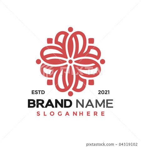 Flower heart logo and icon design vector concept for template 84319102
