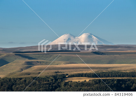 Mountain Elbrus beautiful nature landscape, Long distance view. 84319406