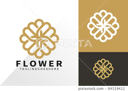Gold flower logo and icon design vector concept for template 84319412